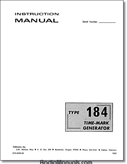 Tektronix 184 Instruction Manual - Click Image to Close